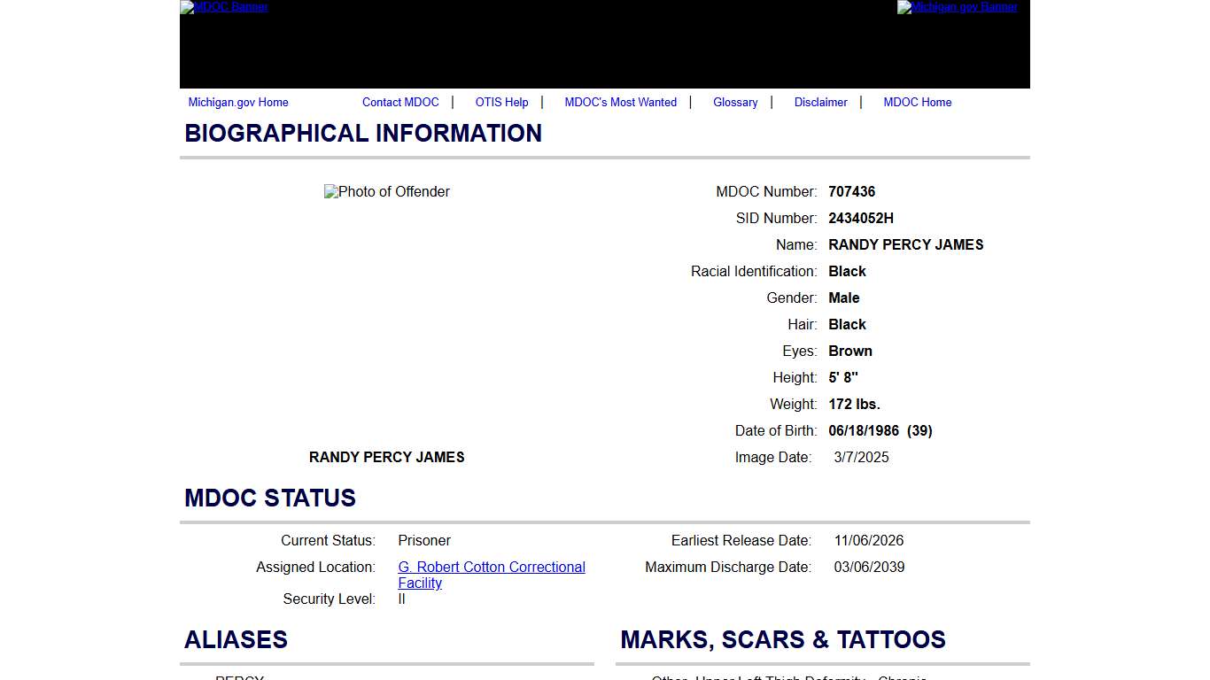 Offender Tracking Information System (OTIS) - Offender Profile
