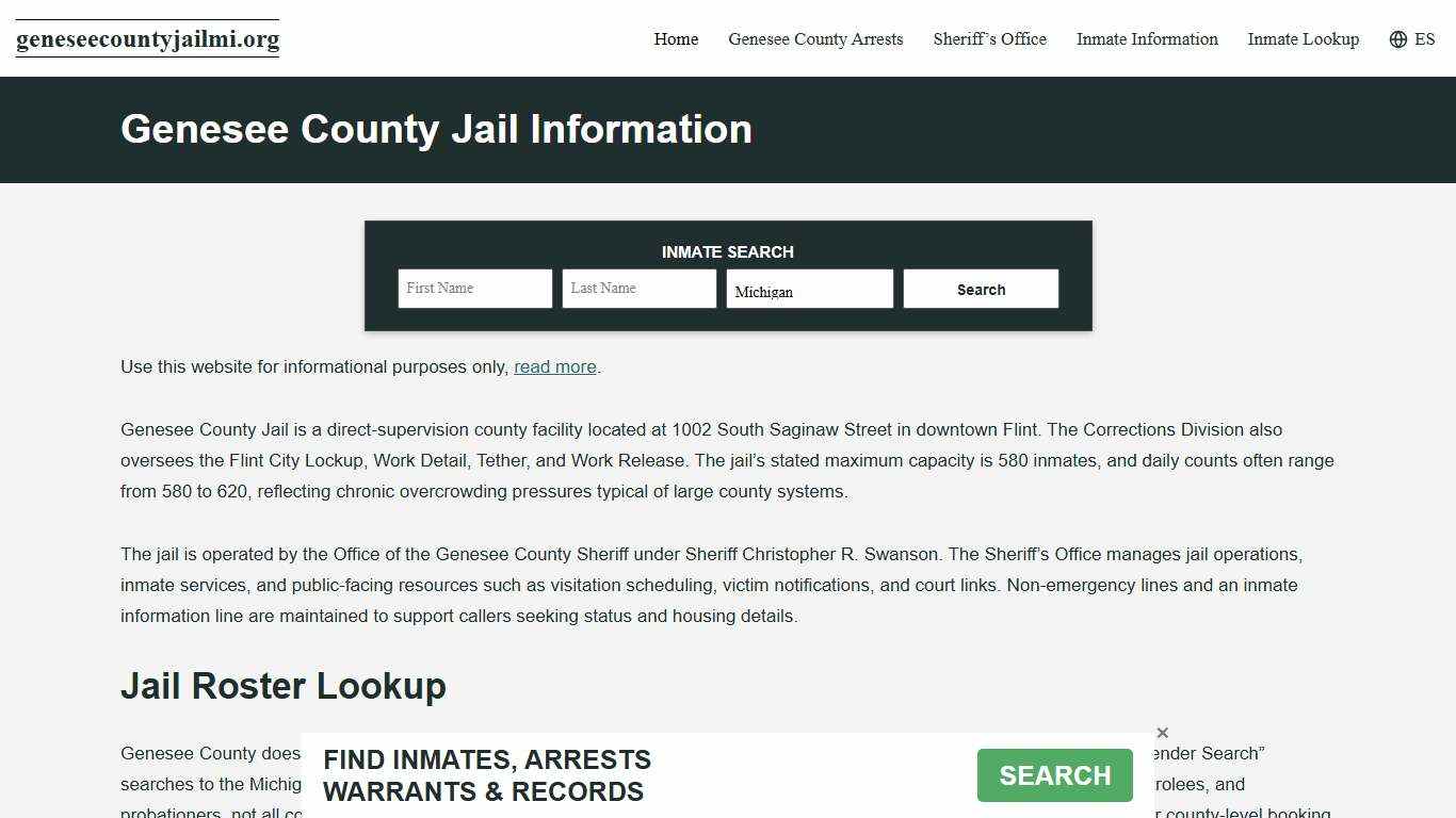 Genesee County, MI Jail Roster, Inmate Info